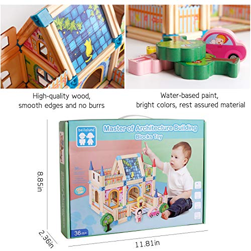 Master Of Architecture 128 Pieces Wooden Blocks - شرائح بناء خشبية 128 قطعة