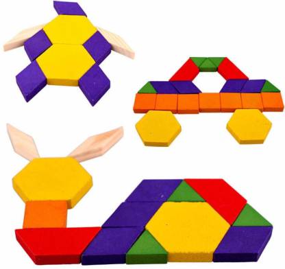 125 Pcs Wooden Pattern Mosaic Blocks Set - Geometric Shape Puzzles - Made of Wood