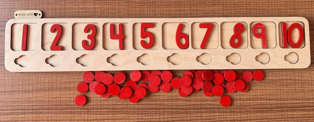 Large 10 frame with engraved number - Ten frame - لوحة مع أرقام و قواشيط (إنجليزي)