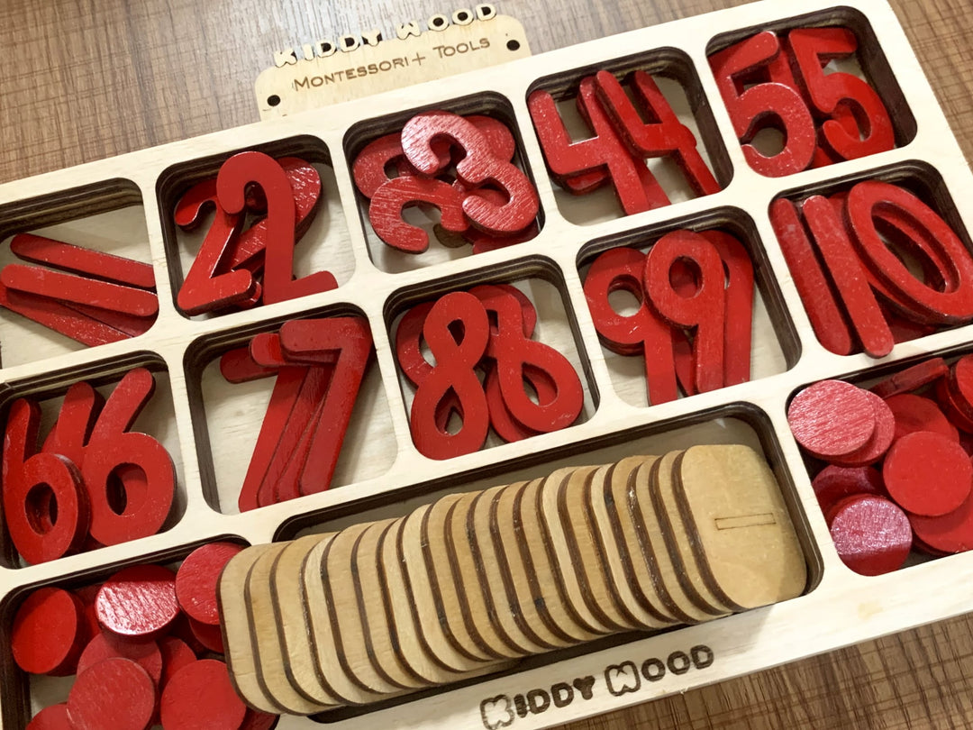Arithmetic Operations Box with calculations Board (English) - natural wood - non-toxic - handmade صندوق العمليات ولوحة الحسابات: