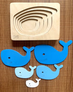 Load image into Gallery viewer, Montessori Multi-layer Whale Puzzle for Kids or Toddlers - natural wood - non-toxic - handmade  -  بازل حوت متعدد الطبقات
