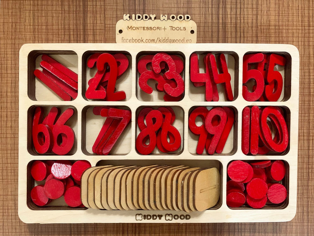 Arithmetic Operations Box with calculations Board (English) - natural wood - non-toxic - handmade صندوق العمليات ولوحة الحسابات: