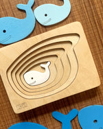 Load image into Gallery viewer, Montessori Multi-layer Whale Puzzle for Kids or Toddlers - natural wood - non-toxic - handmade  -  بازل حوت متعدد الطبقات
