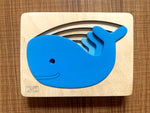 Load image into Gallery viewer, Montessori Multi-layer Whale Puzzle for Kids or Toddlers - natural wood - non-toxic - handmade  -  بازل حوت متعدد الطبقات
