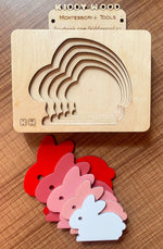 Load image into Gallery viewer, Montessori Multi-layer Rabbit Puzzle for Kids or Toddlers - natural wood - non-toxic - handmade  -  بازل ارنب متعدد الطبقات
