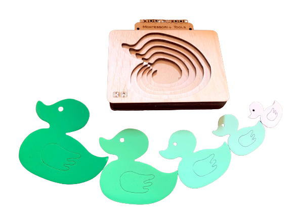 Montessori Multi-layer Duck Puzzle for Kids or Toddlers - natural wood - non-toxic - handmade  -  بازل بطة متعدد الطبقات