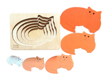 Load image into Gallery viewer, Montessori Multi-layer Cat Puzzle for Kids or Toddlers - natural wood - non-toxic - handmade  -  بازل قطة متعدد الطبقات
