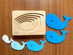 Load image into Gallery viewer, Montessori Multi-layer Whale Puzzle for Kids or Toddlers - natural wood - non-toxic - handmade  -  بازل حوت متعدد الطبقات
