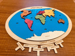 Load image into Gallery viewer, World map Puzzle- English &amp; Arabic - natural wood - non-toxic - handmade
