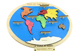 Load image into Gallery viewer, World map Puzzle- English language - natural wood - non-toxic - handmade خريطة العالم انجليزي
