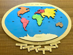Load image into Gallery viewer, World map Puzzle- English language - natural wood - non-toxic - handmade خريطة العالم انجليزي
