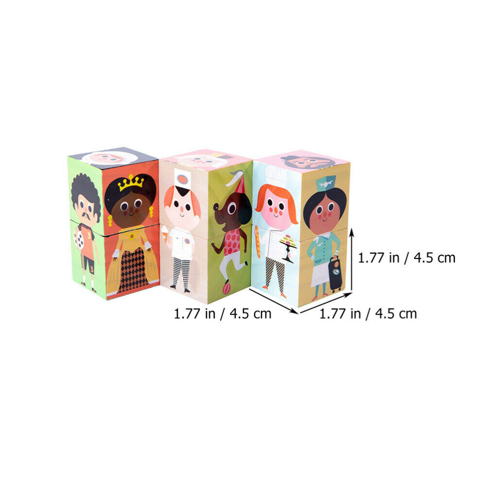 Wooden Cartoon Stacking Baby Figures and Professions Puzzle Block Set For Toddlers