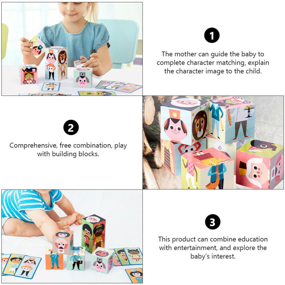 Wooden Cartoon Stacking Baby Figures and Professions Puzzle Block Set For Toddlers