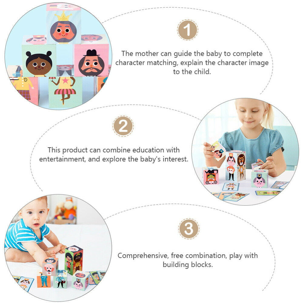 Wooden Cartoon Stacking Baby Figures and Professions Puzzle Block Set For Toddlers