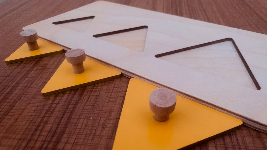 Multiple Triangle Puzzle - Geometric shape puzzle - natural wood - non-toxic - handmade بازل الاشكال الهندسية مثلث ثلاثي