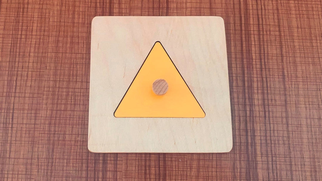 Triangle wooden puzzle - Geometric shape puzzle - natural wood- non-toxic - handmade  بازل الاشكال الهندسية - مثلث