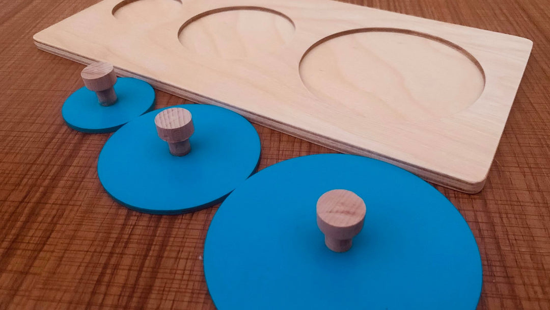 Multiple Circle Puzzle - Geometric shape puzzle - natural wood - non-toxic - handmade بازل الأشكال الهندسية دائرة ثلاثي