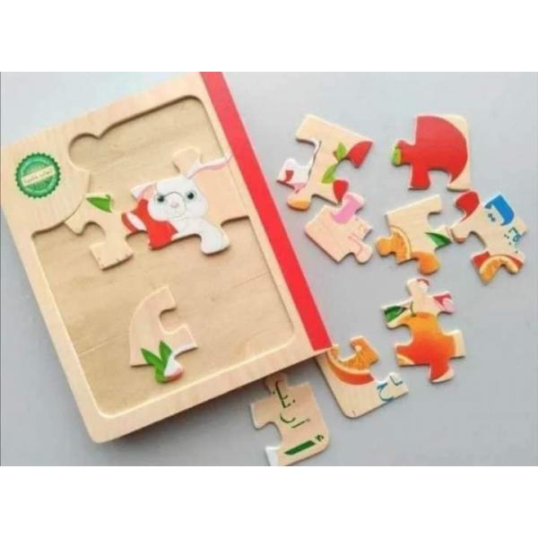 كتاب بازل حروف عربي 2 كتاب  Wooden Arabic Alphabet Puzzle Book for Children - Multi Color