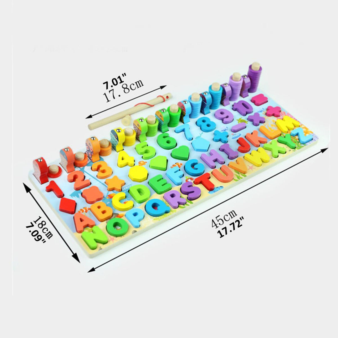Wooden board of numbers and letters with a counter, and fishing - لوحة أرقام و حروف مع عداد و صيد سمك