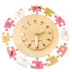 Load image into Gallery viewer, Learning Time Clock - natural wood - ROSE-GOLD -  بازل تعليم الوقت ساعة انجليزي
