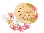 Load image into Gallery viewer, Learning Time Clock - natural wood - ROSE-GOLD -  بازل تعليم الوقت ساعة انجليزي
