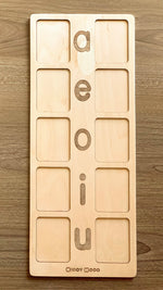 Load image into Gallery viewer, Vowels Board, Wooden Board, Short Vowel, Montessori reading material, Montessori letter Board, Montessori Letters.
