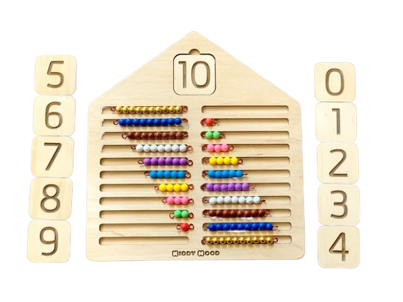 Montessori Bead House - بيت الخرز الخشبي مع صندوق