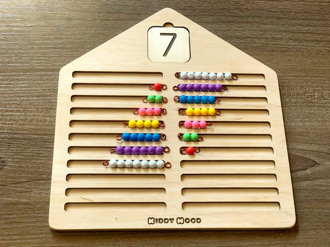 Montessori Bead House - بيت الخرز الخشبي مع صندوق