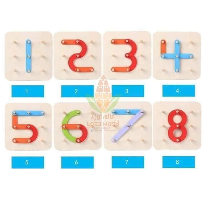 Wooden Letter Number Construction Puzzle -  شرائح تكوين الحروف الخشبية