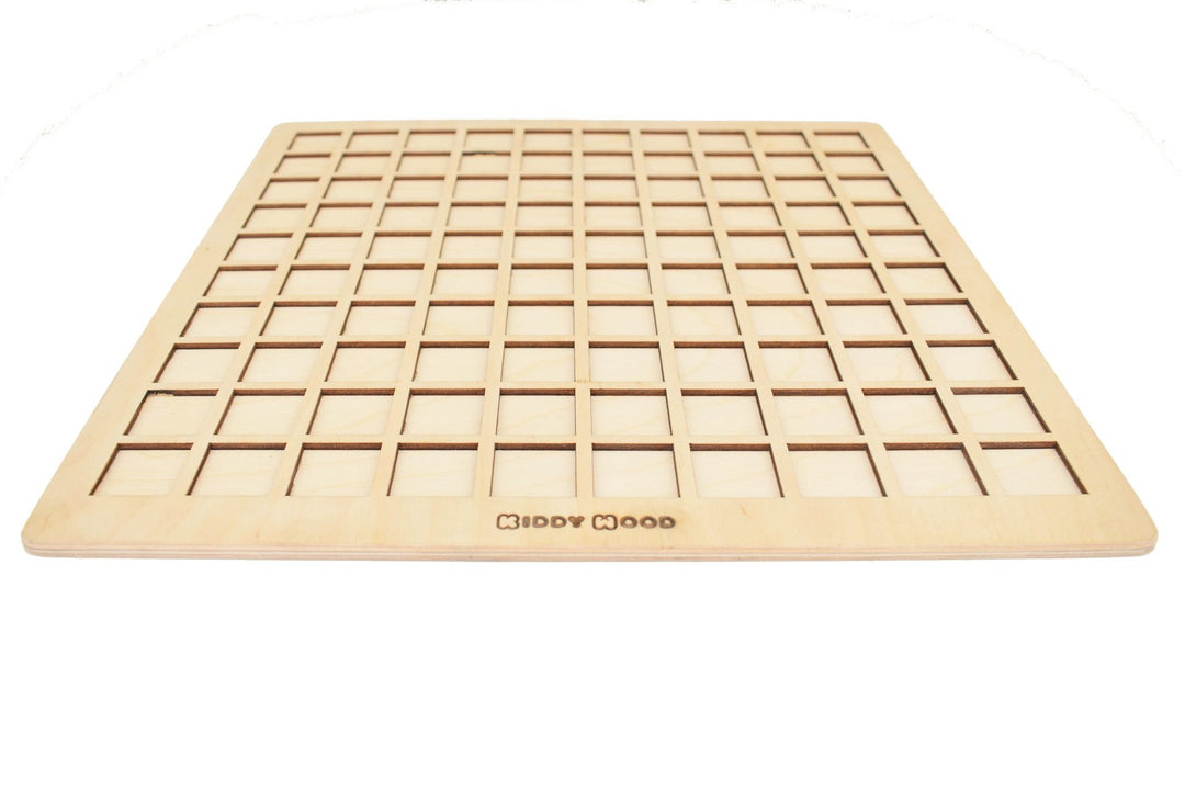 Montessori Hundred Board - Montessori Math Set, Waldorf Math, Math Manipulative, Montessori Materials, Montessori Counting Toy  -  لوحة المائة حفر انجليزي