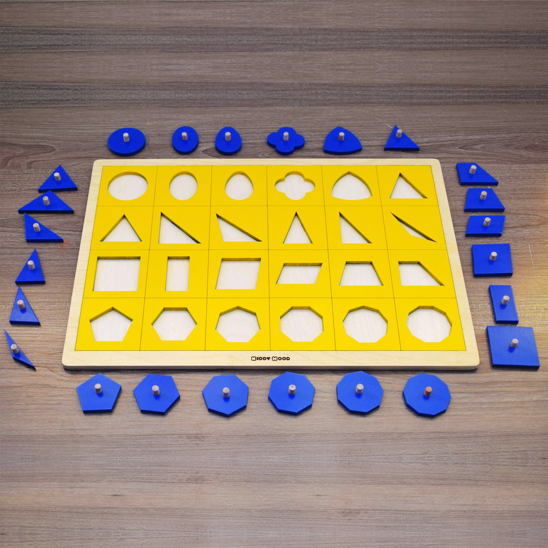 Peg Board Multiple geometric shapes puzzle - non-toxic - handmade لوحة كابينة الاشكال الهندسية
