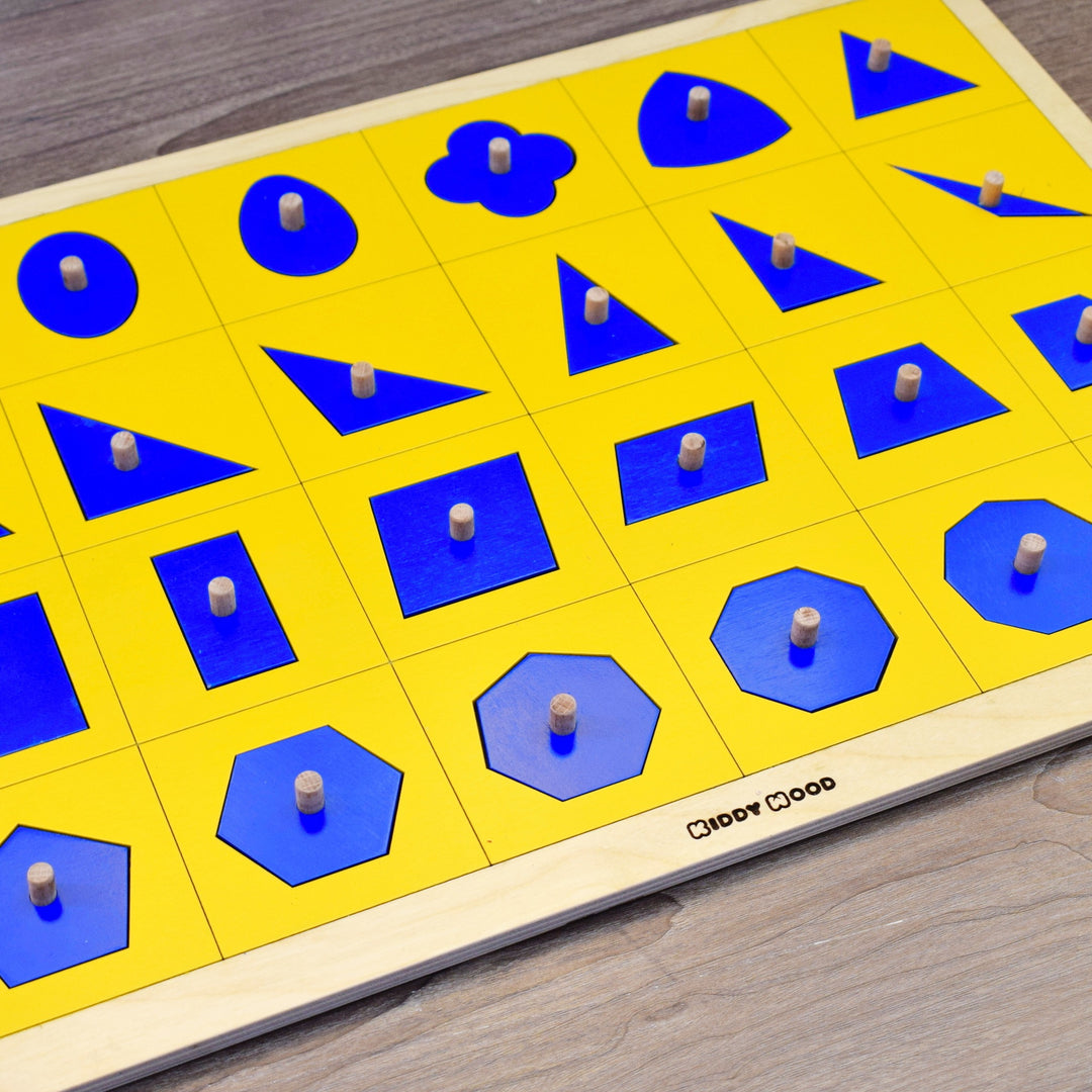Peg Board Multiple geometric shapes puzzle - non-toxic - handmade لوحة كابينة الاشكال الهندسية