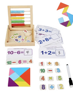 Load image into Gallery viewer, Wooden Abacus With 5 Slots &amp; Tangram - عداد مع كروت و تانجرام
