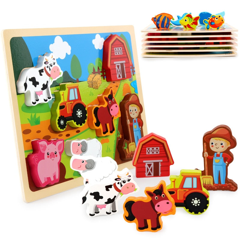 Matching Puzzle - Farm Shape with Tractor - (بازل مطابقة أشكال (مزرعة مع جرار
