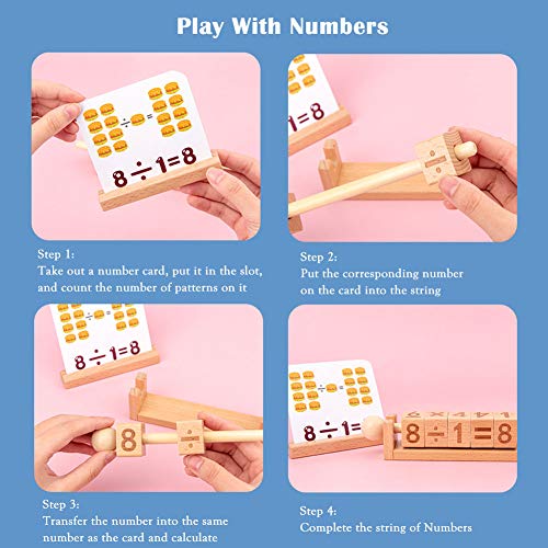 Wooden Spinning number Matching Blocks with Cards - مكعبات خشبية دوارة للعمليات الحسابية مع بطاقات
