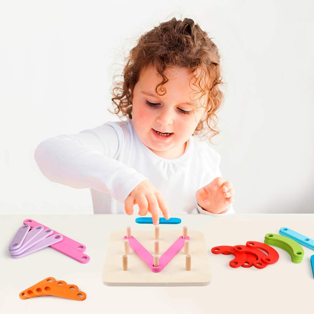Wooden Letter Number Construction Puzzle -  شرائح تكوين الحروف الخشبية