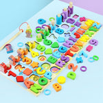 Load image into Gallery viewer, Wooden board of numbers and letters with a counter, and fishing - لوحة أرقام و حروف مع عداد و صيد سمك
