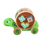 Load image into Gallery viewer, Turtle wooden Block Trailer - السلحفاة الخشبية مع تطابق أشكال
