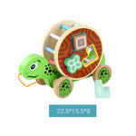 Load image into Gallery viewer, Turtle wooden Block Trailer - السلحفاة الخشبية مع تطابق أشكال
