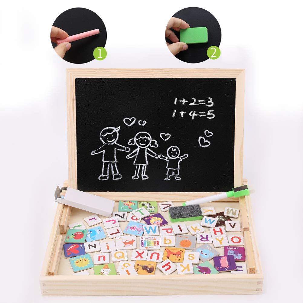 Double-sided Writing Board with Magnetic alphabet and Jigsaw Puzzles Set