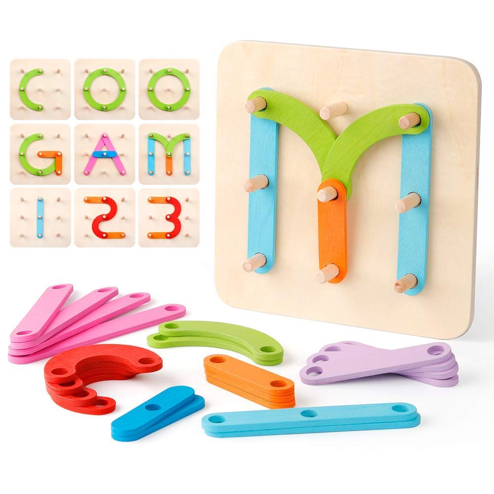 Wooden Letter Number Construction Puzzle -  شرائح تكوين الحروف الخشبية
