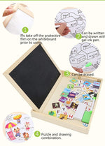 Load image into Gallery viewer, Double-sided Writing Board with Magnetic alphabet and Jigsaw Puzzles Set
