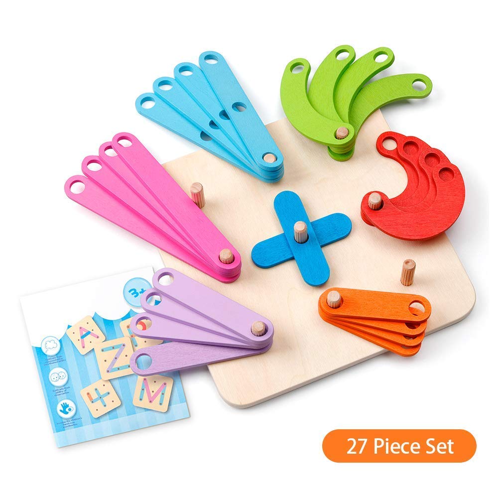 Wooden Letter Number Construction Puzzle -  شرائح تكوين الحروف الخشبية
