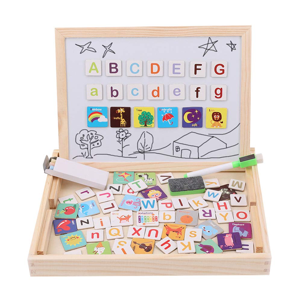 Double-sided Writing Board with Magnetic alphabet and Jigsaw Puzzles Set