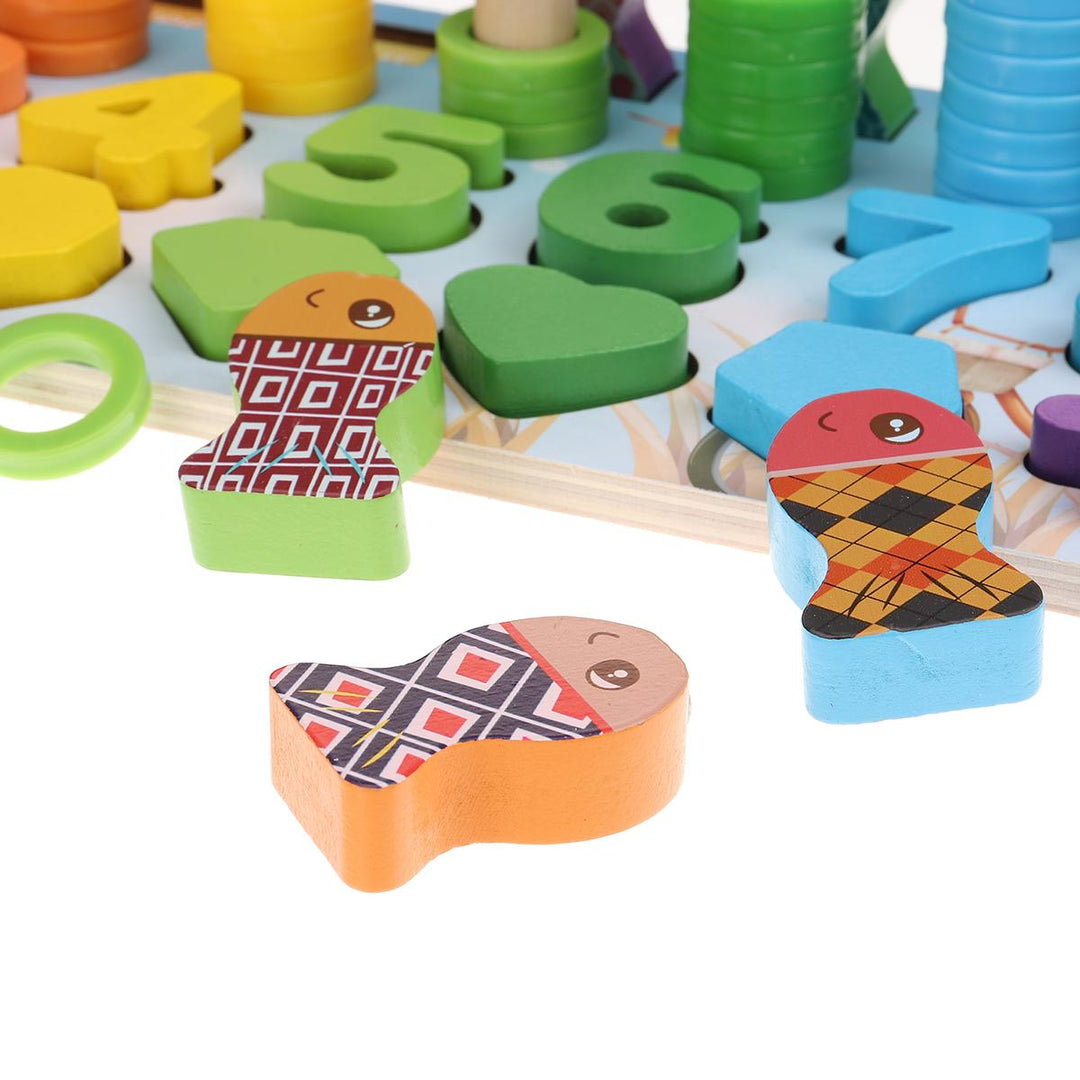 Wooden board of numbers and letters with a counter, and fishing - لوحة أرقام و حروف مع عداد و صيد سمك