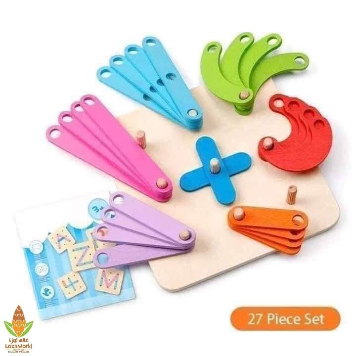 Wooden Letter Number Construction Puzzle -  شرائح تكوين الحروف الخشبية