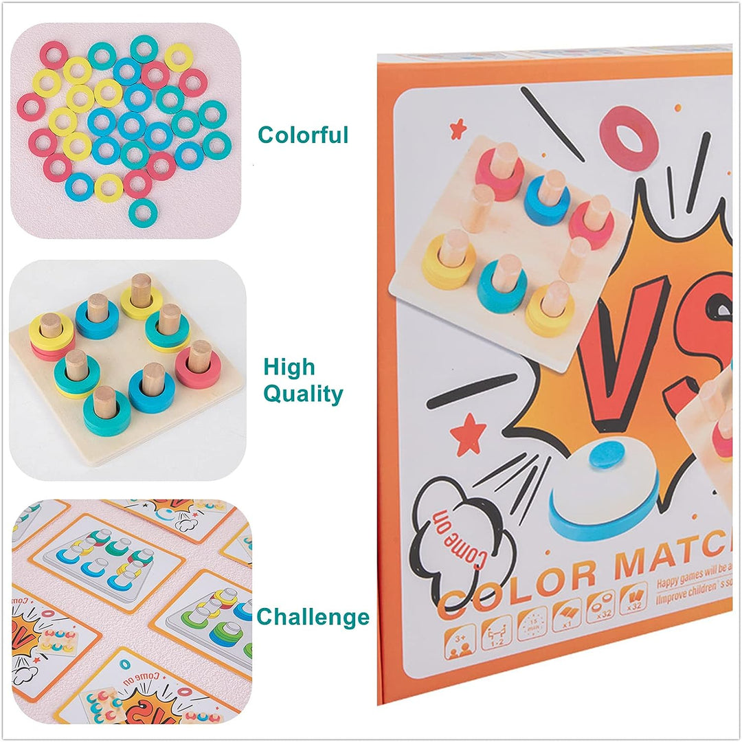 Color matching with bell - مطابقة الألوان و الحلقات الخشبية مع جرس