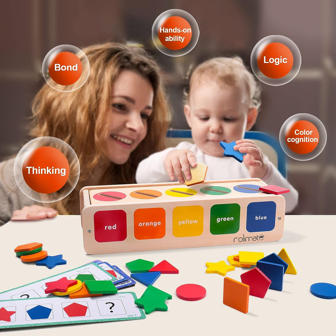 Wooden Shape & Color Sorting box - صندوق تصنيف الألوان و الأشكال الخشبي