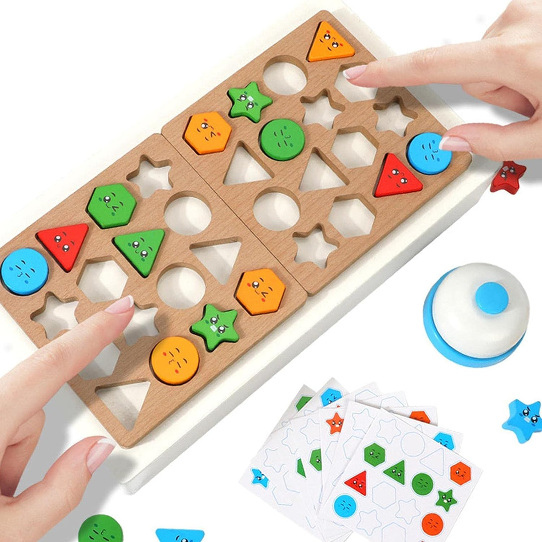 Wooden Expressions color shape Matching Game - لعبة مطابقة الاشكال الهندسية و الألوان مع جرس