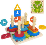 Load image into Gallery viewer, Wooden Motor Skills Toy Slot Puzzle Sorting Game 5 Column - حل مشكلات 5 عمود و تروس
